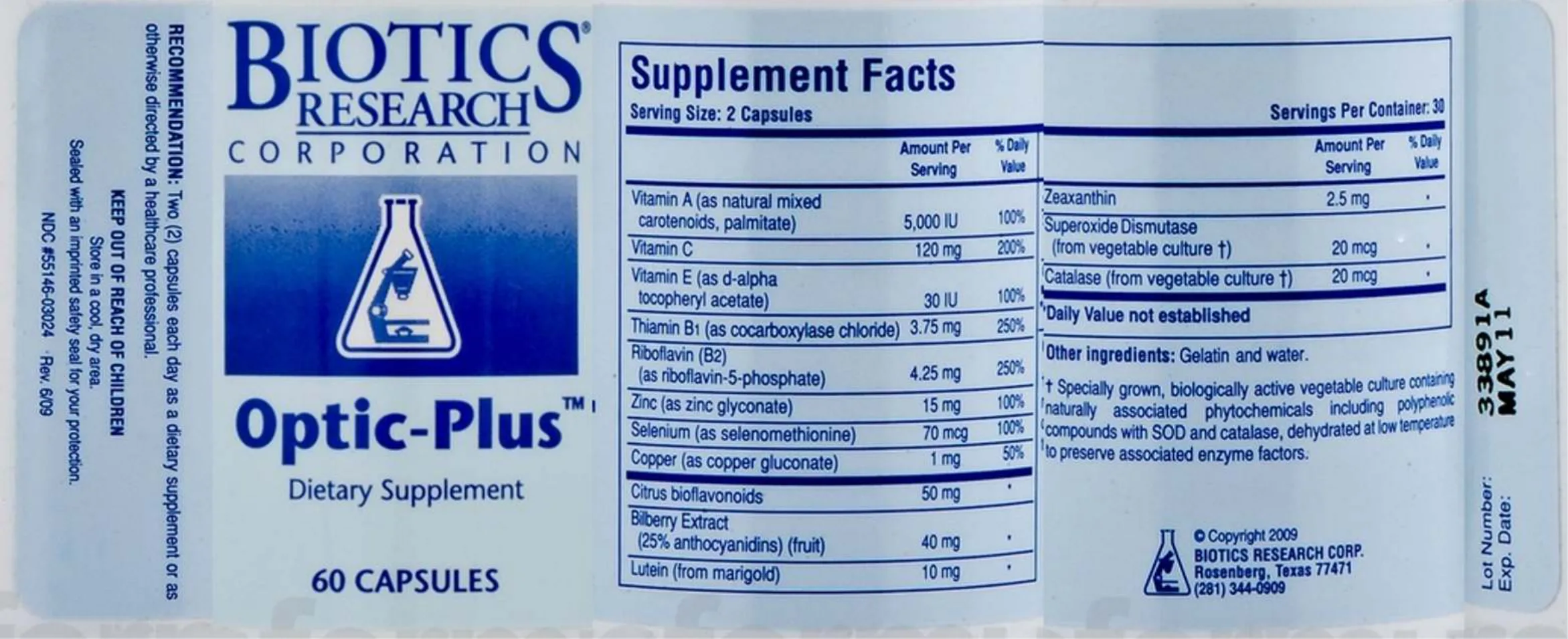 Label for Optic-Plus