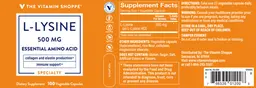 Label for L-Lysine 500 mg