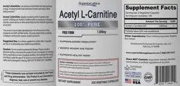 Label for Acetyl L-Carnitine 1,000 mg