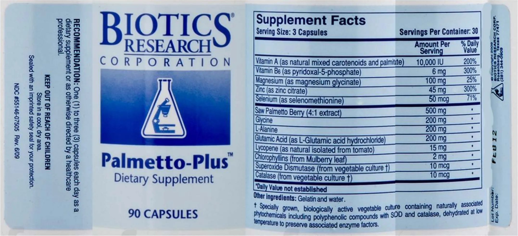 Label for Palmetto-Plus