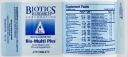Label for Bio-Multi Plus Iron & Copper Free