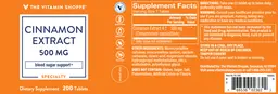 Label for Cinnamon Extract 500 mg