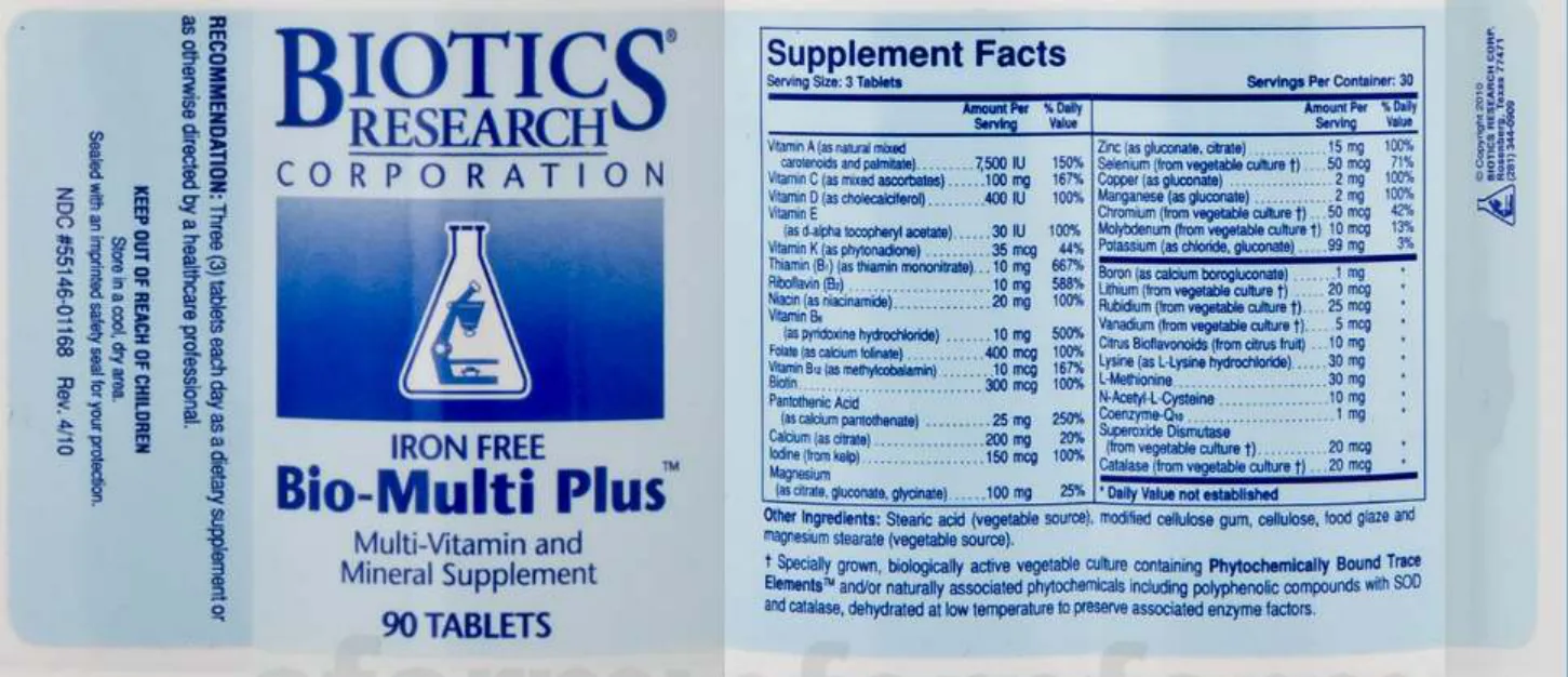 Label for Bio-Multi Plus Iron Free