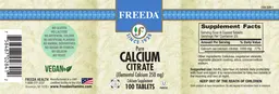 Label for Pure Calcium Citrate 250 mg