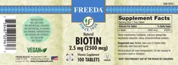 Label for Natural Biotin 2.5 mg (2500 mcg)