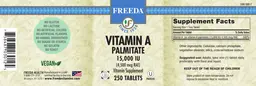Label for Vitamin A Palmitate 15,000 IU (4,500 mcg RAE)
