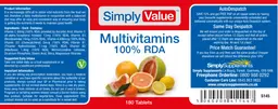 Label for Multivitamins 100% RDA