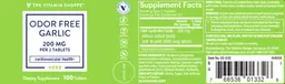 Label for Odor Free Garlic 200 mg