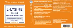 Label for L-Lysine 500 mg