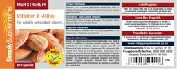 Label for Vitamin E 400 IU
