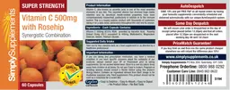 Label for Vitamin C 500 mg with Rosehip