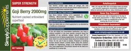 Label for Goji Berry 2000 mg