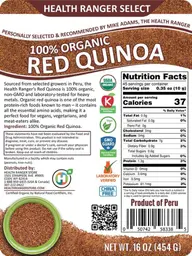 Label for 100% Organic Red Quinoa