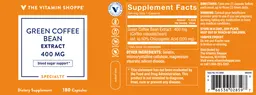 Label for Green Coffee Bean Extract 400 mg
