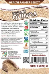 Label for Organic Quinoa