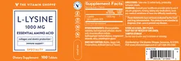 Label for L-Lysine 1000 mg