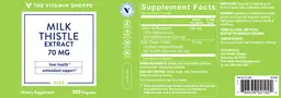 Label for Milk Thistle Extract 70 mg
