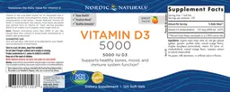 Label for Vitamin D3 5000 Orange Flavor