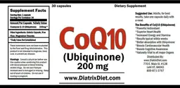 Label for CoQ10 (Ubiquinone) 200 mg
