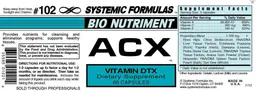 Label for ACX Vitamin DTX
