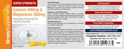 Label for Calcium 400 mg & Magnesium 200 mg