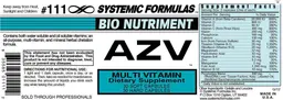 Label for AZV Multi Vitamin
