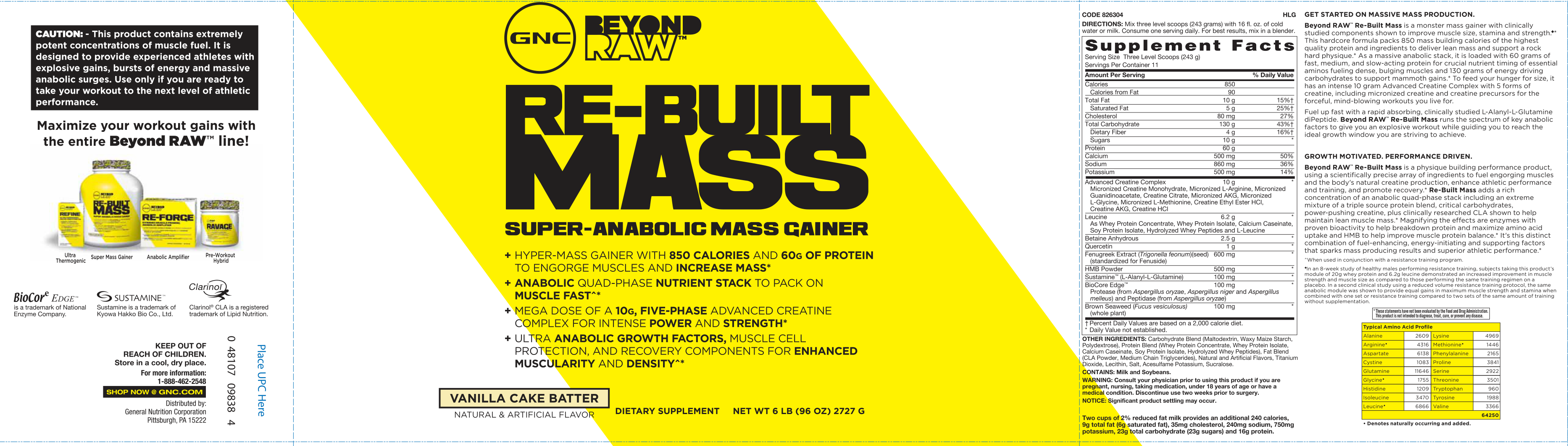 Label for Re-Built Mass Vanilla Cake Batter