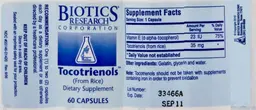 Label for Tocotrientols (From Rice)