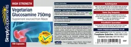 Label for Vegetarian Glucosamine 750 mg