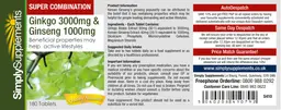 Ginkgo 3000 mg & Ginseng 1000 mg