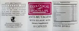 Label for Anti-Mutagens With Ellagic Acid
