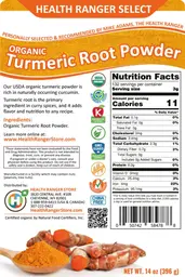 Label for Organic Turmeric Root Powder