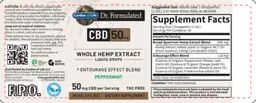 Label for CBD 50 mg Liquid Drops Peppermint