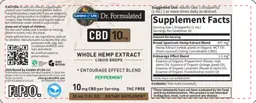 Label for CBD 10 mg Liquid Drops Peppermint