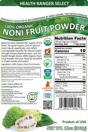 100% Organic Noni Fruit Powder