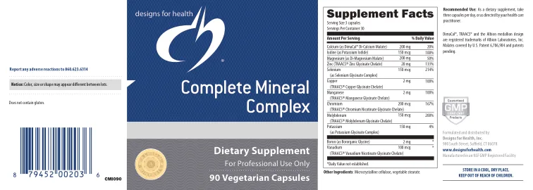 Label for Complete Mineral Complex