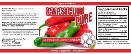 Label for Capsicum Pure