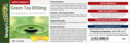 Label for Green Tea 850 mg