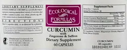 Label for Curcumin With Zingerone & Saffron