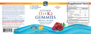 Vitamin D3 + K2 Gummies Pomegranate Flavor