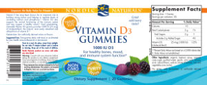 Vitamin D3 Gummies 1000 IU Wild Berry Fl