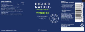 Label for Vitamin D3