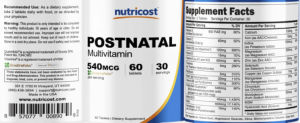 Label for Postnatal Multivitamin
