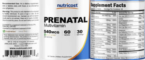 Label for Prenatal Multivitamin