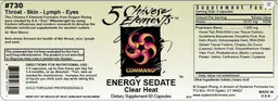 Label for Energy Sedate Clear Heat