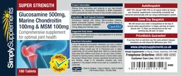 Label for Glucosamine 500 mg, Marine Chondroitin 100 mg & MSM 100 mg