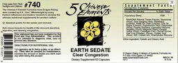 Label for Earth Sedate Clear Congestion