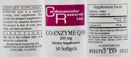 Label for Co-Enzyme Q10 200 mg