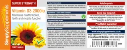 Label for Vitamin D3 2000 IU