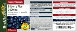 Label for Bilberry Plus 2000 mg